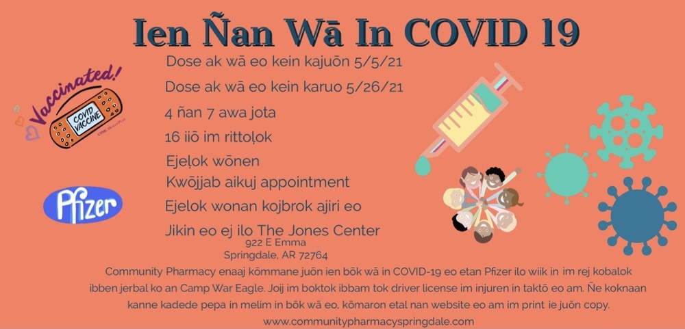 Covid 19 Vaccine Clinic flyer in Marshallese