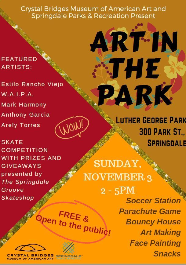 Flyer about Art in the Park in English