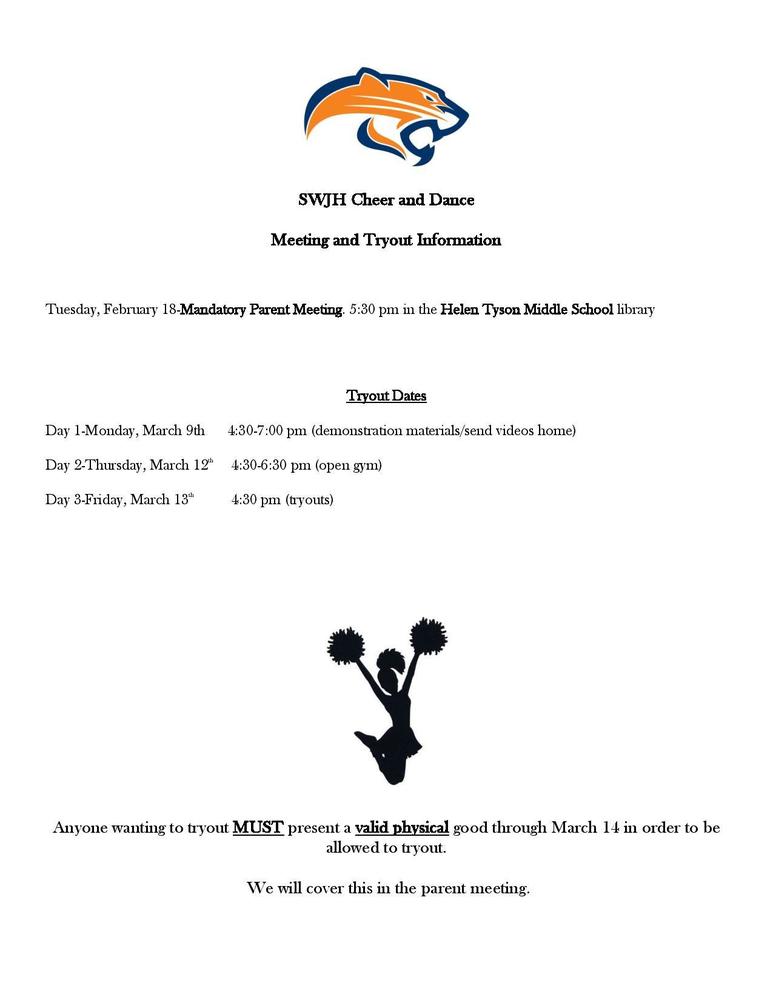 SWJH Cheer & Dance Tryouts