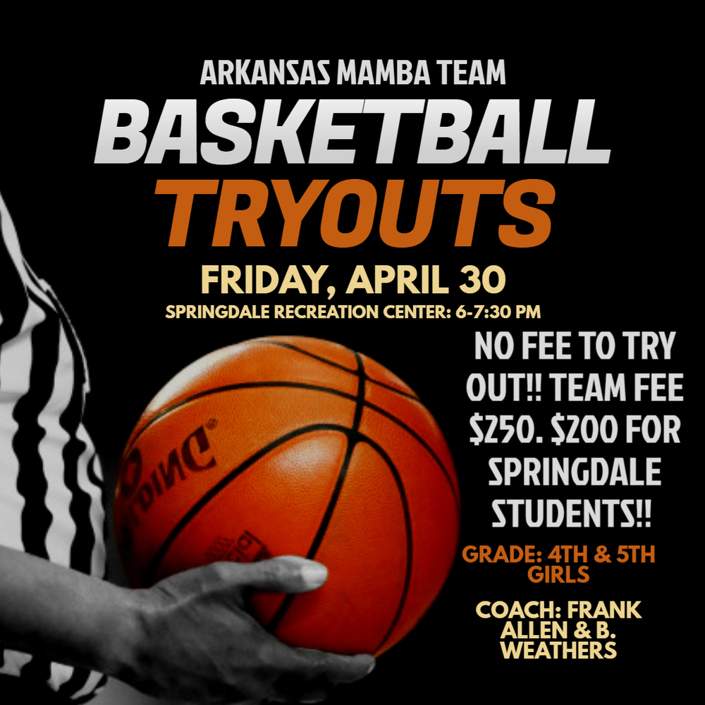 ARK Mamba Team Basketball Tryouts flyer