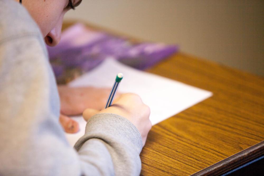 A student working on a test