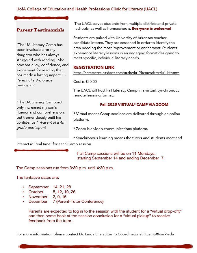 U of A Clinic for Literacy flyer page 2