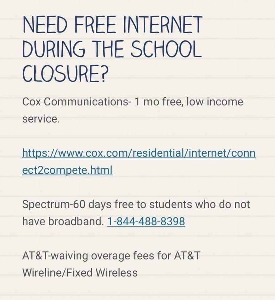 Need Free Internet During the School Closure?