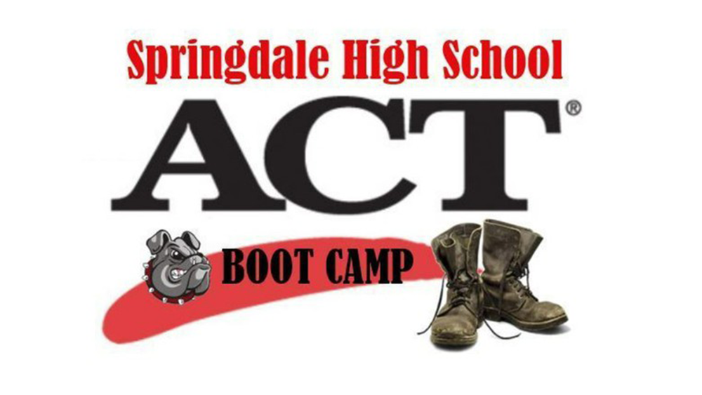 Thumbnail image with a bulldog logo and a clip art image of boots. The image has text that reads "Springdale High School ACT Boot Camp"