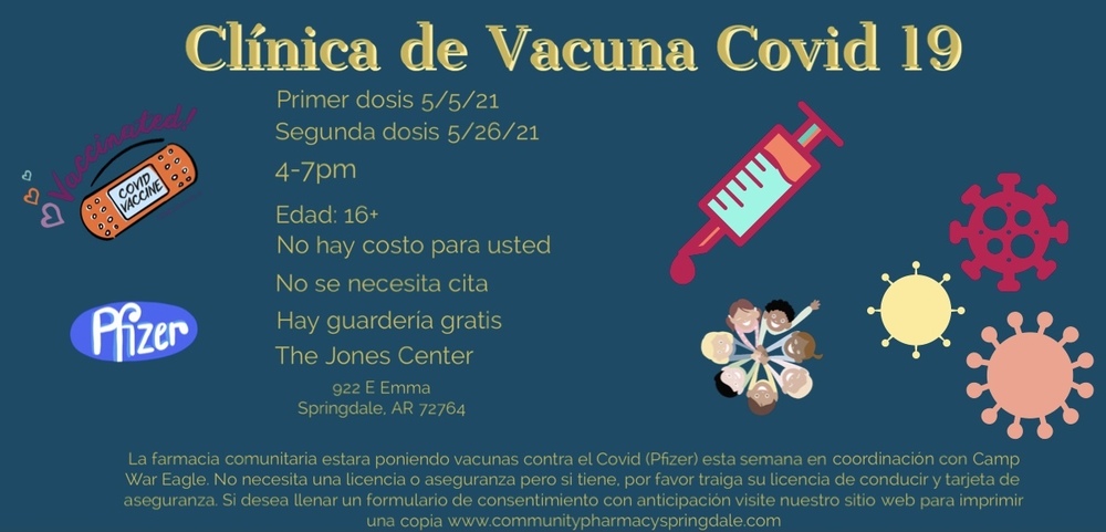 Covid 19 Vaccine Clinic flyer in Spanish