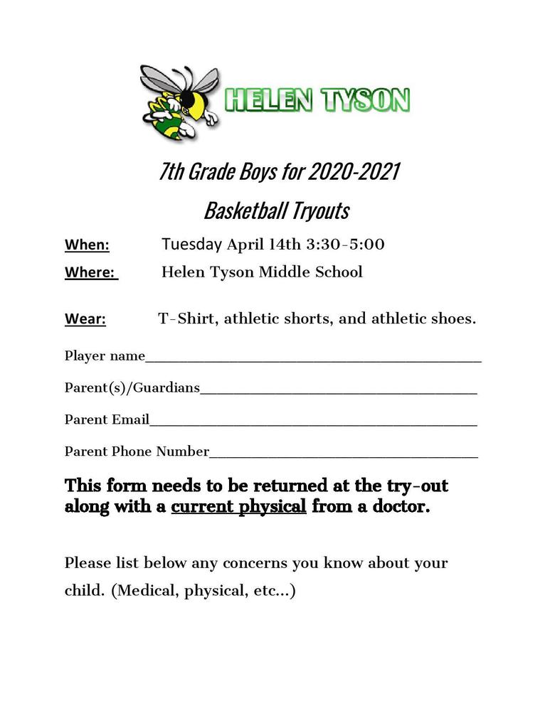 HTMS Boys Basketball Tryouts