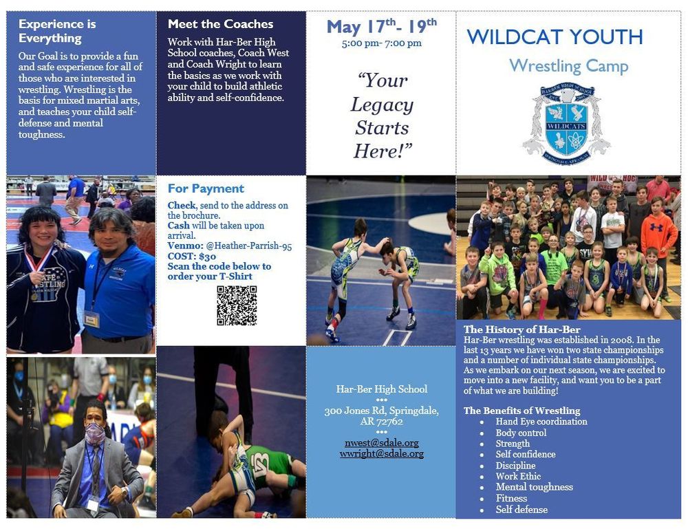 Wildcat Youth Wrestling Camp flyer