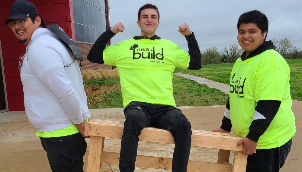 Students posing for a photo at the NWA Build My Future event