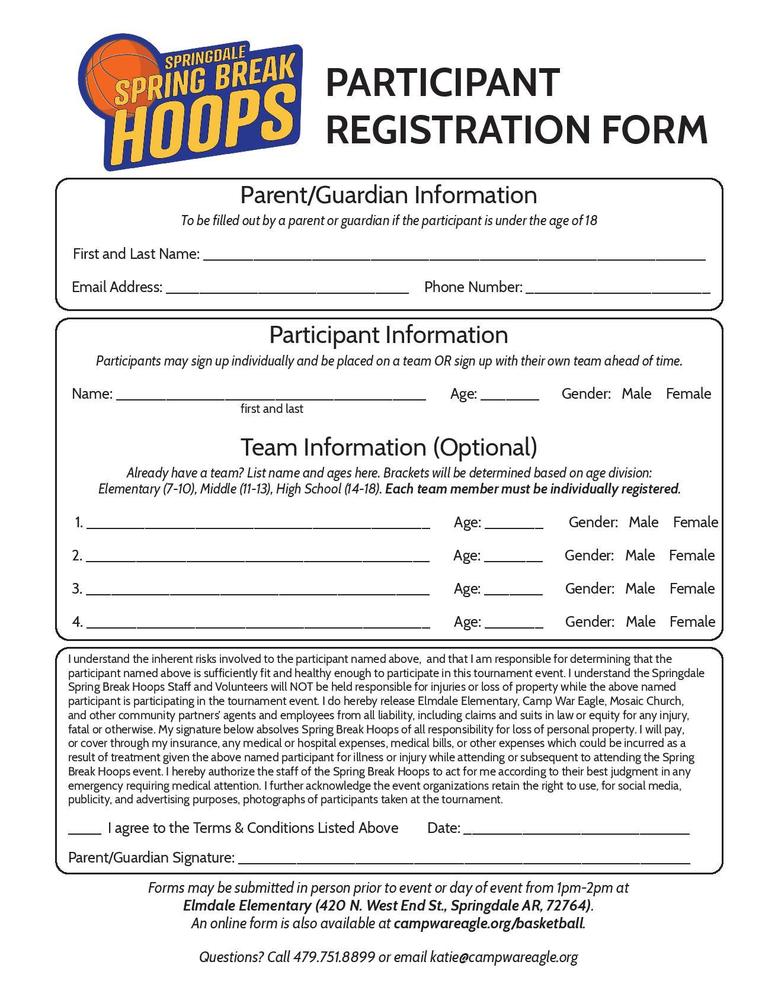 Spring Break Hoops Registration
