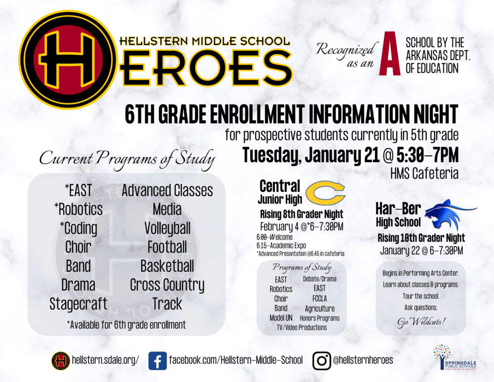 Hellstern Middle School 6th Grade Enrollment Night