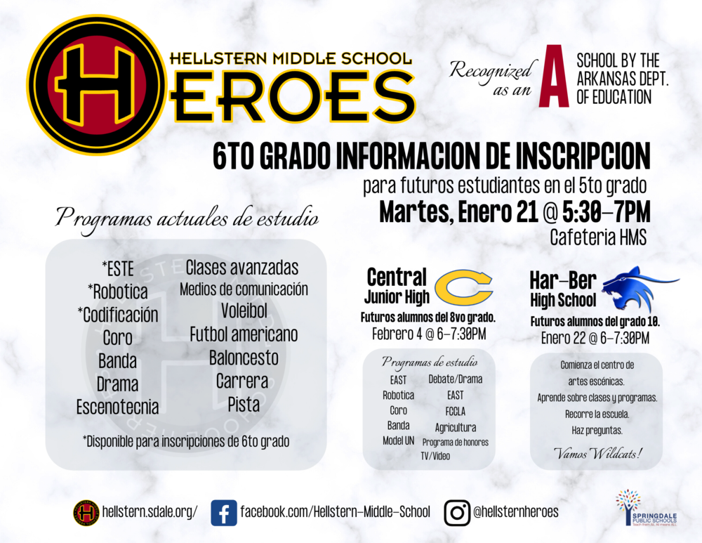 Hellstern Middle School 6th Grade Enrollment - Spanish version