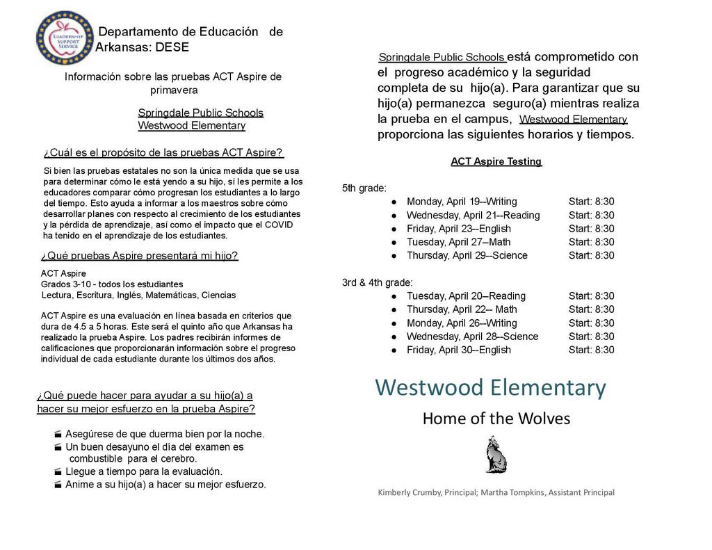 ACT Aspire Letter in Spanish