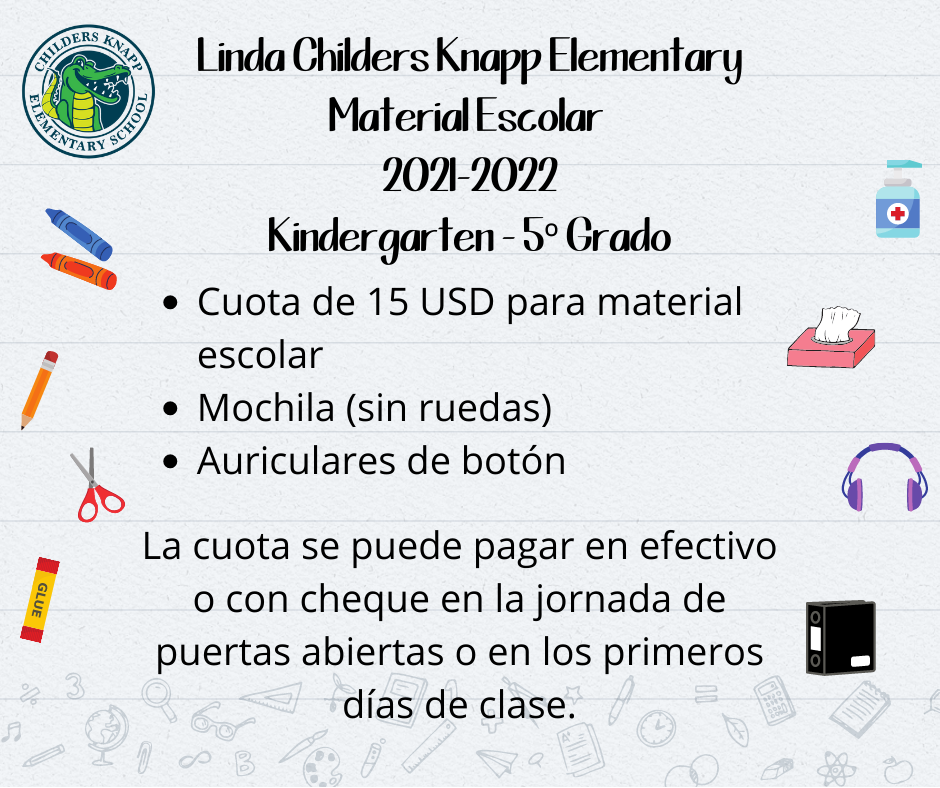 School starts Monday, August 16th and we can't wait to see you! See below for information about school supplies.