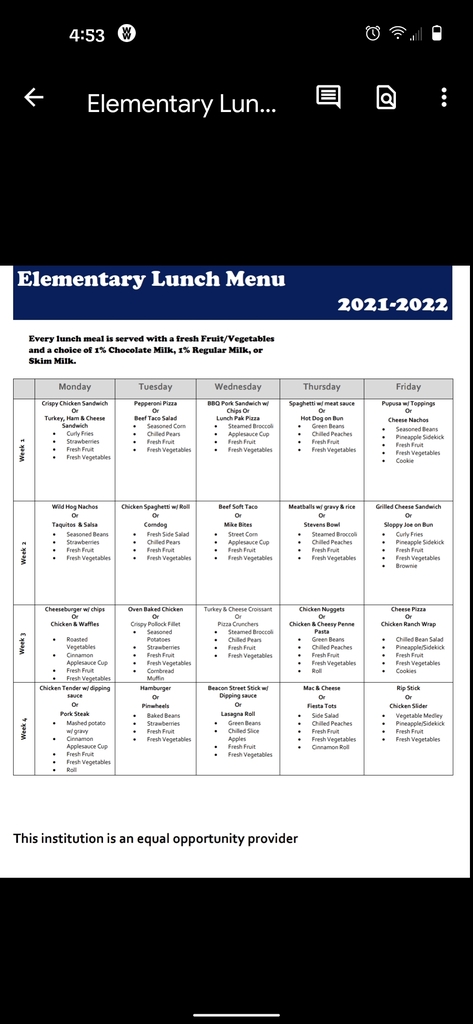 lunch menu