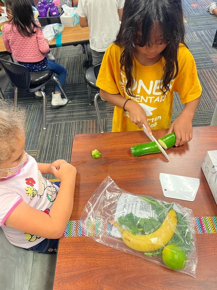 Thanks to Apple Seeds Farm and Food Corp., Ms. Hollingsworth’s first grade class and Mrs. Bonham’s third grade class, were able to learn how to make healthy, delicious smoothies.