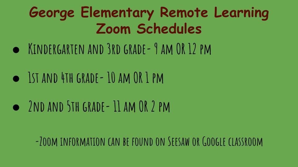 Zoom Schedule