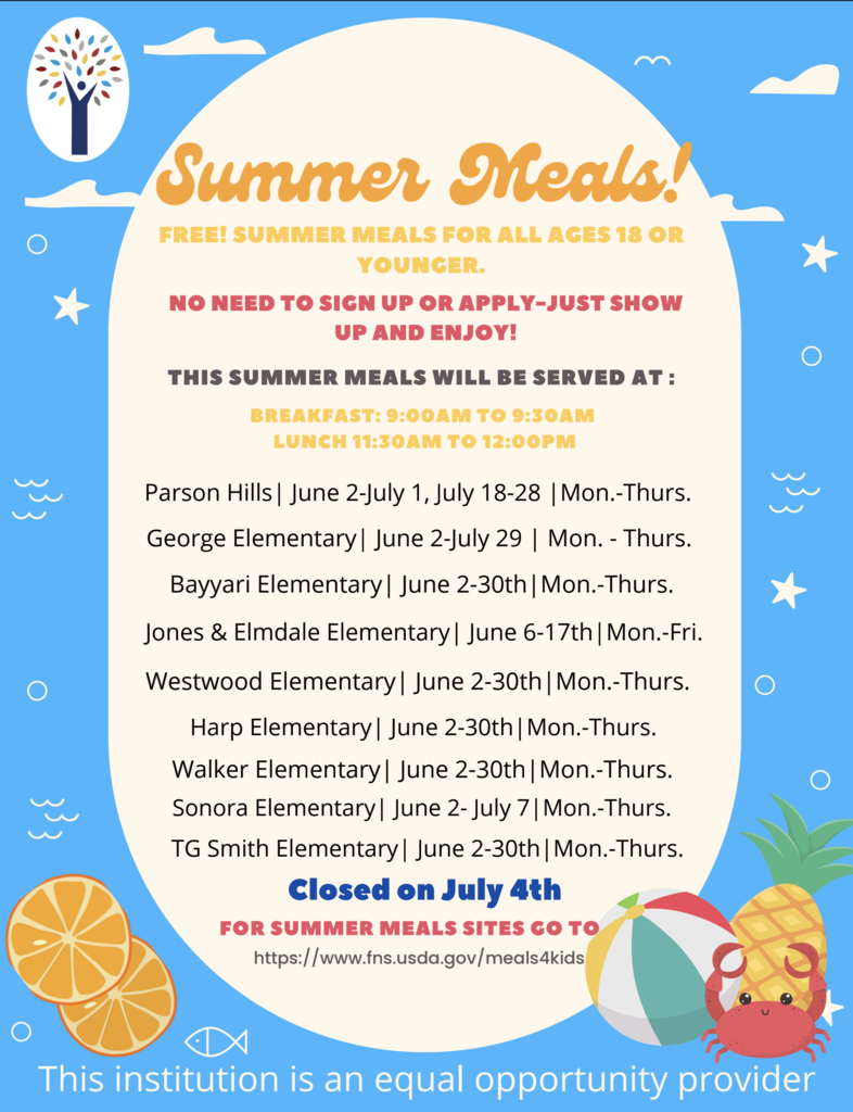 Please see the attached flyers for information about the district's summer food programs.