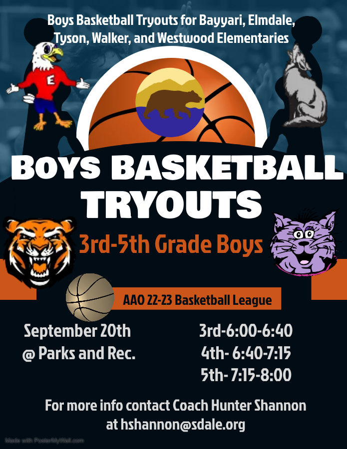 Boys Basketball Tryouts - English flyer