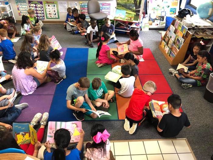 Buddy Reading with 3rd Grade and Kindergarten