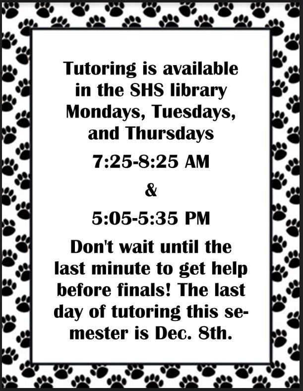 SHS tutoring (Fall 2022)