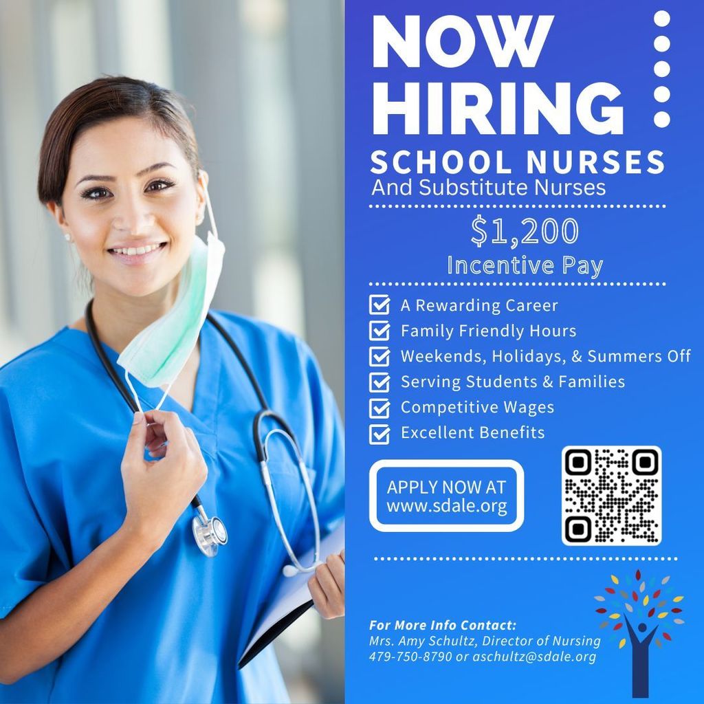 Now Hiring School Nurses flyer image