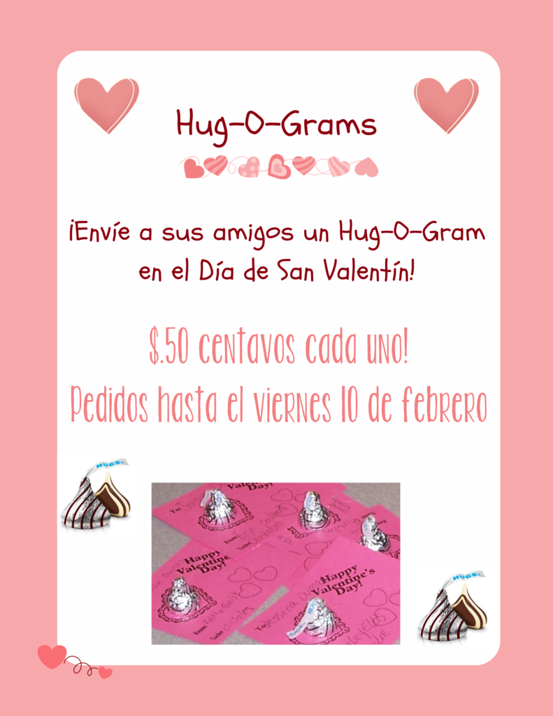Hug-O-Gram orders have been extended to this Friday! Place your order today!