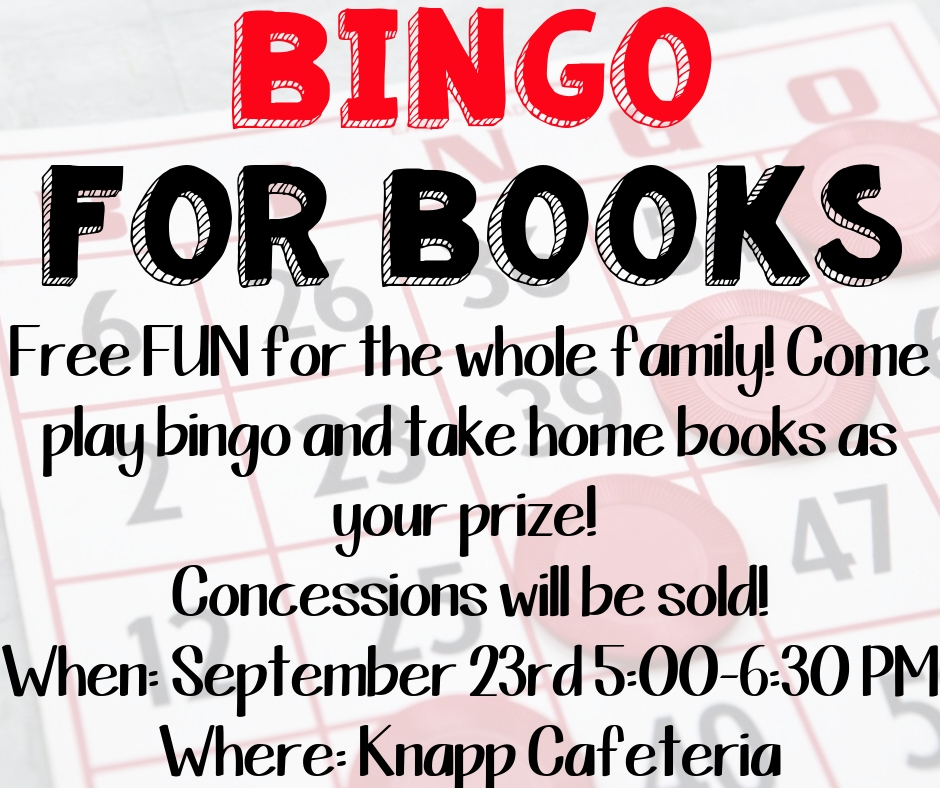 Bingo for Books - Monday, September 23 @ 5