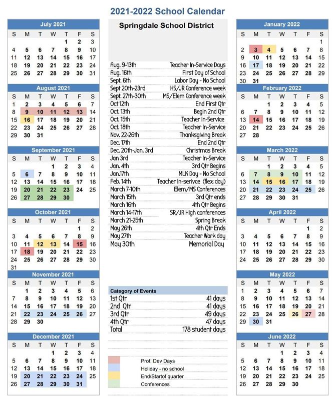 Springdale Public Schools Calendar 2022 And 2023 PublicHolidays